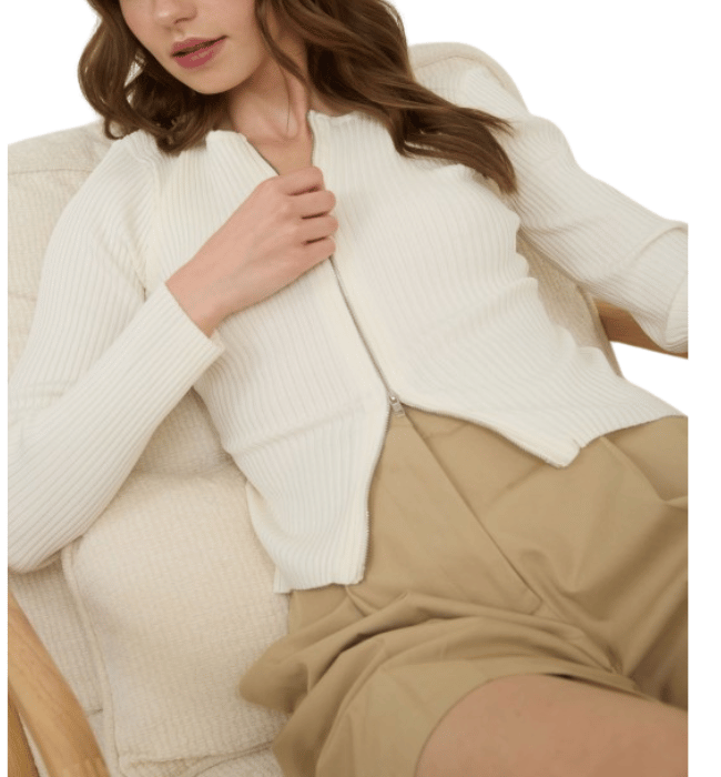 Metina Zipper Front Top