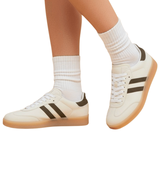 Neutral Double Side Stripe Sneakers