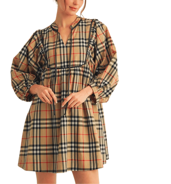 Plaid Babydoll Dress L Plaid Babydoll Dress L