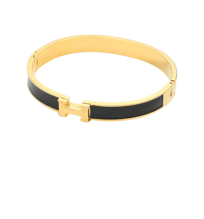 Stainless Steel Monogram H Enamel Hinged Bracelet