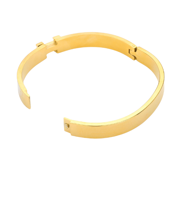 Stainless Steel Monogram H Enamel Hinged Bracelet