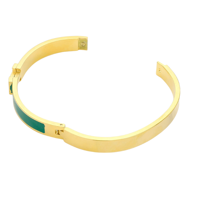 Stainless Steel Monogram H Enamel Hinged Bracelet