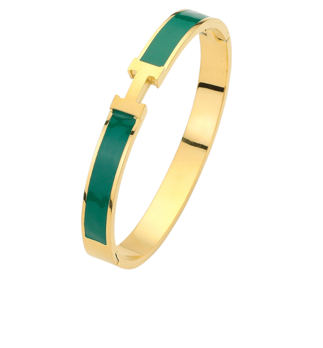 Stainless Steel Monogram H Enamel Hinged Bracelet