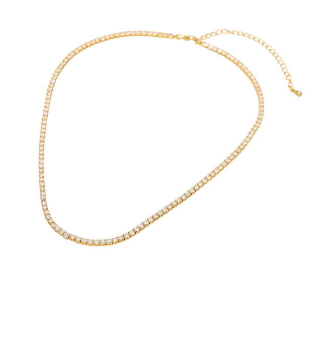 18k Gold Dipped Elegant Tennis Chain Necklace