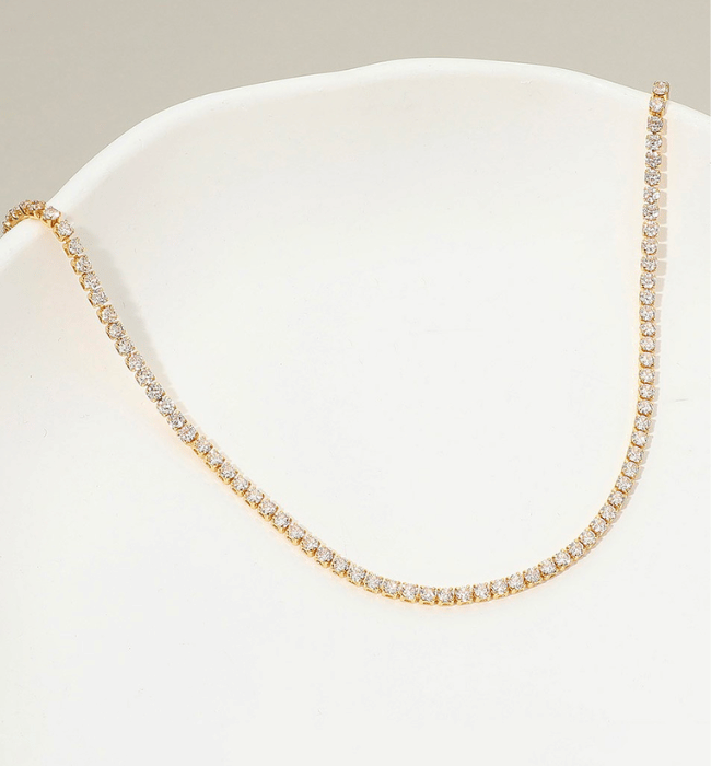 18k Gold Dipped Elegant Tennis Chain Necklace