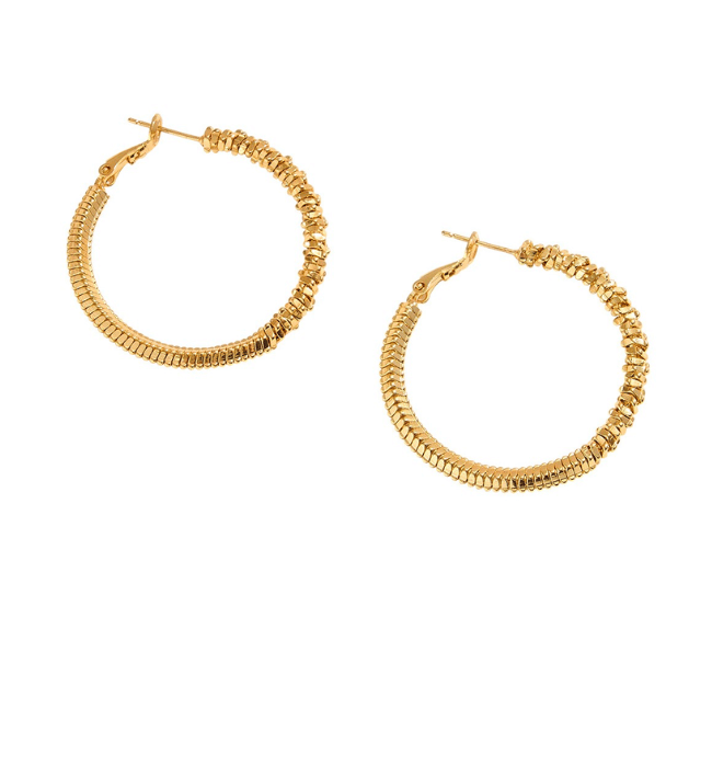 14k Gold Dipped Textured Hoop Earrings