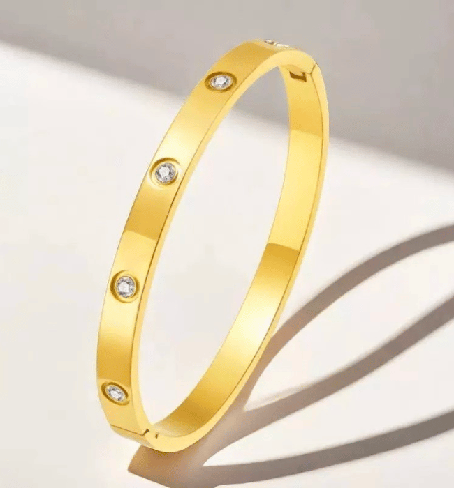 18K Rhinestone Bangle