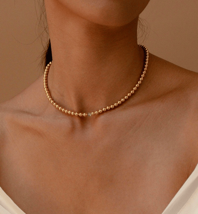 18K stainless steel tarnish-free bubble beaded necklace