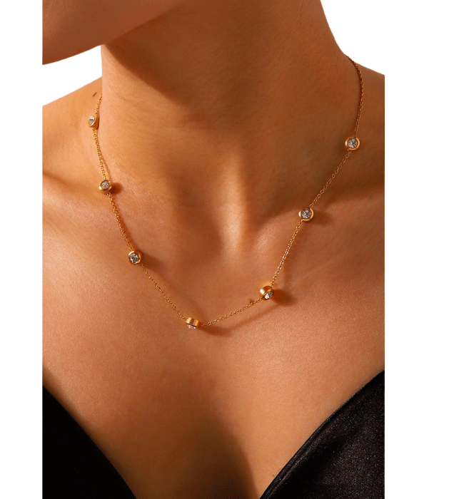 18k Stainless Steel Tarnish Free Rhinestone Neck