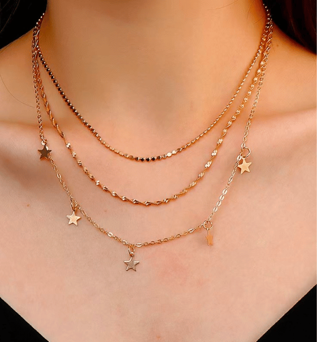 18K Star Pendants Necklace