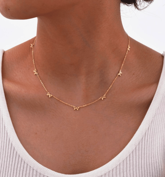 18K Stainless Steel Non-Tarnish Bow Necklace