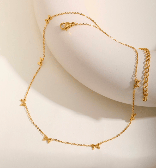 18K Stainless Steel Non-Tarnish Bow Necklace