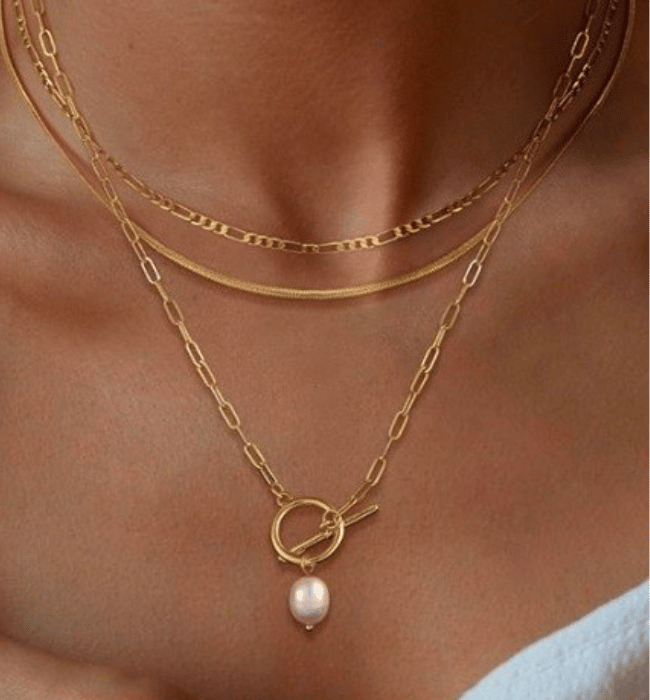 18k Stainless Steel Pearl Drop Necklace