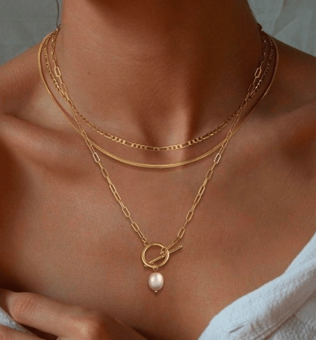 18k Stainless Steel Pearl Drop Necklace