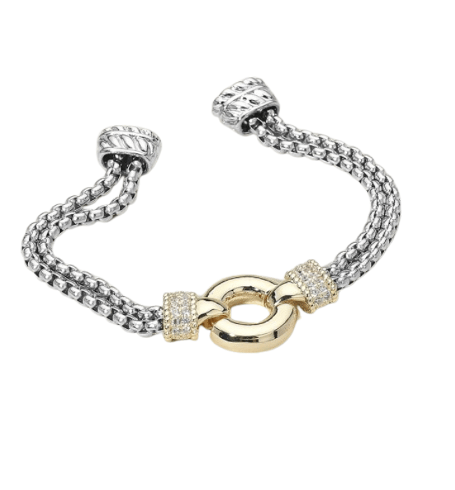 14k Cz Circular Centerpiece Dual Magnetic Bracelet