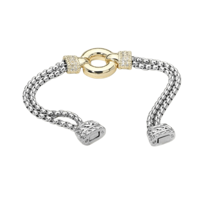 14k Cz Circular Centerpiece Dual Magnetic Bracelet