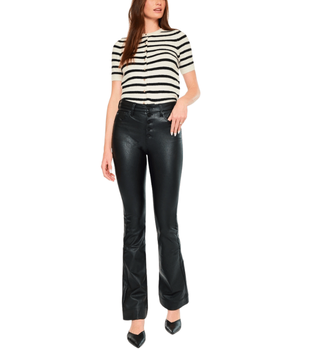 Black Coated Bootcut Pants