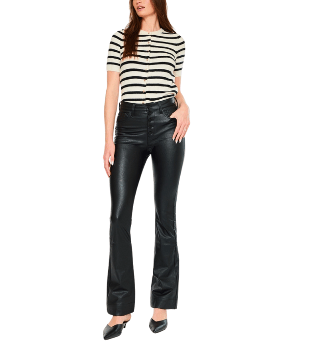 Black Coated Bootcut Pants