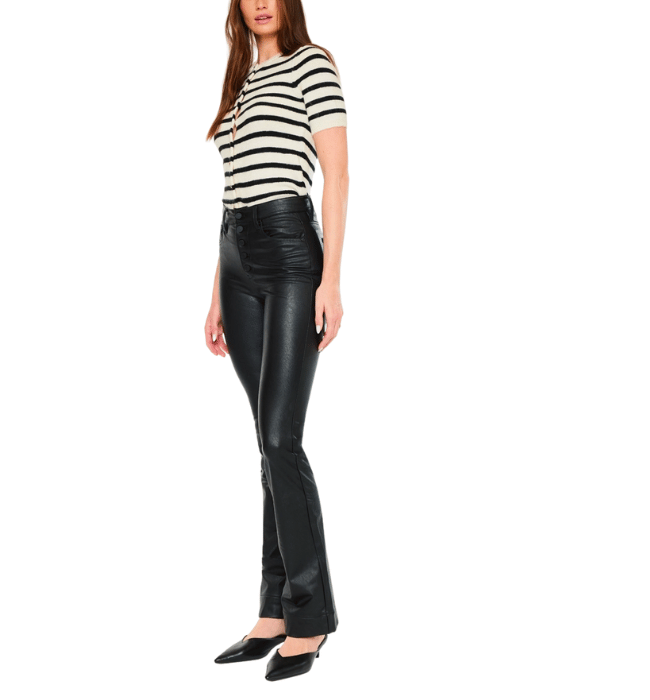 Black Coated Bootcut Pants