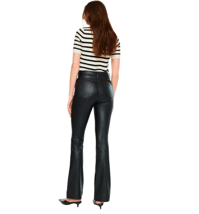 Black Coated Bootcut Pants