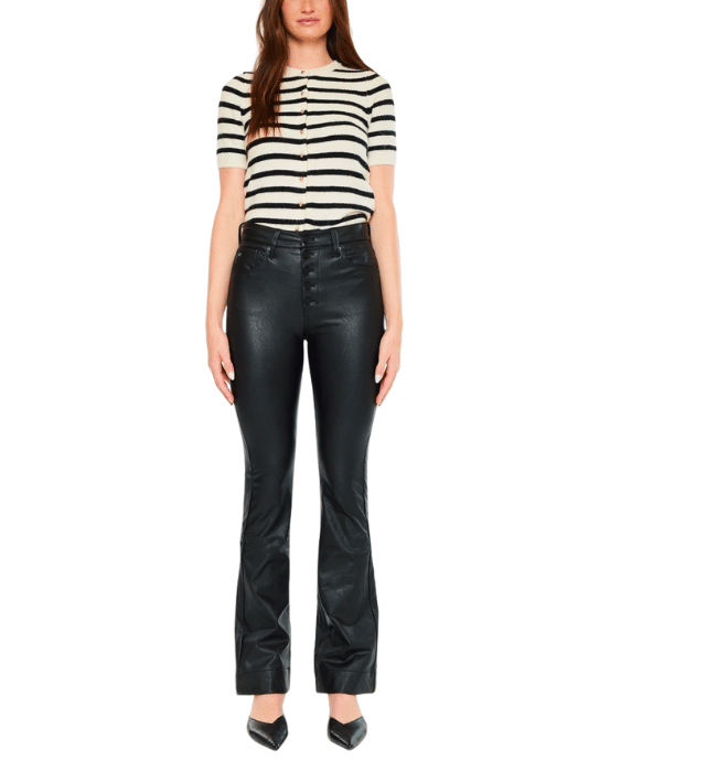 Black Coated Bootcut Pants