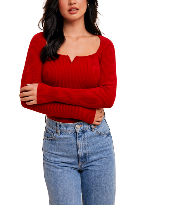 Loxley Red Ribbed Sweater