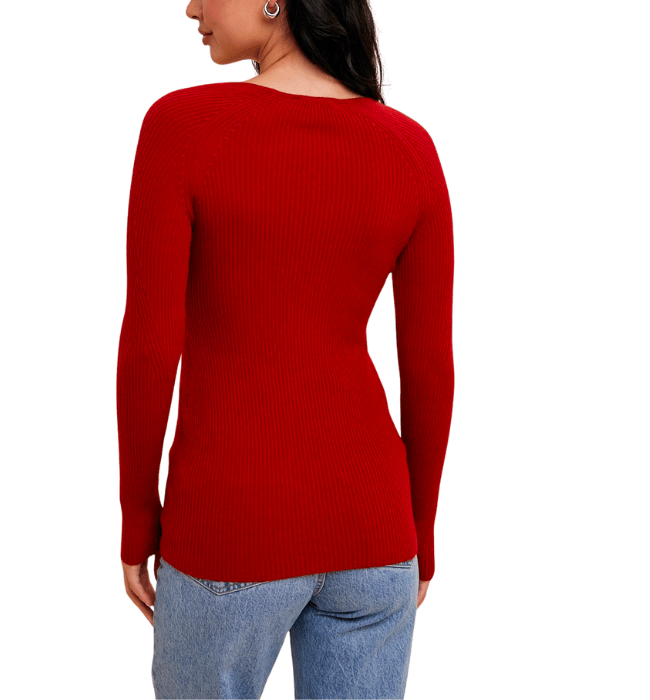 Loxley Red Ribbed Sweater