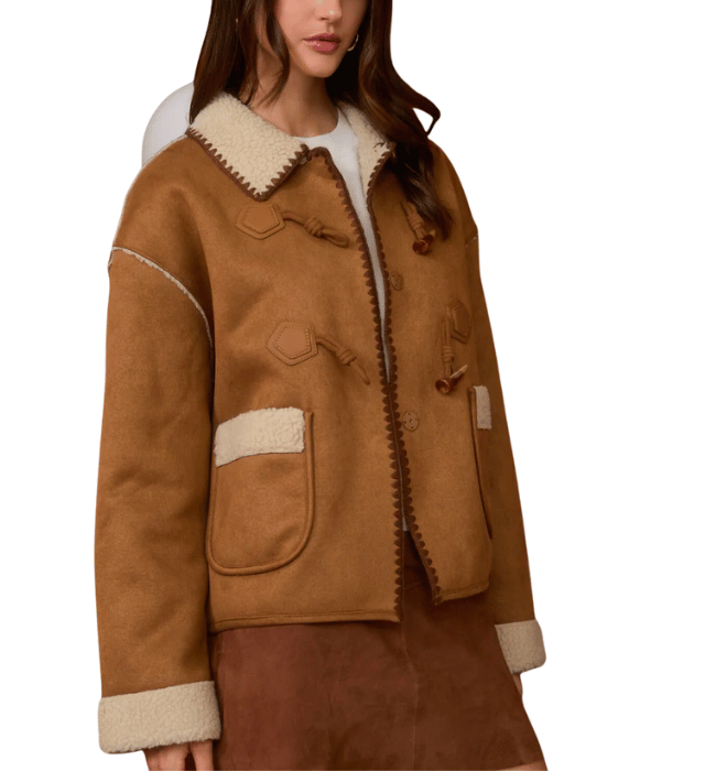 Bethany Faux Suede Toggle Button Coat