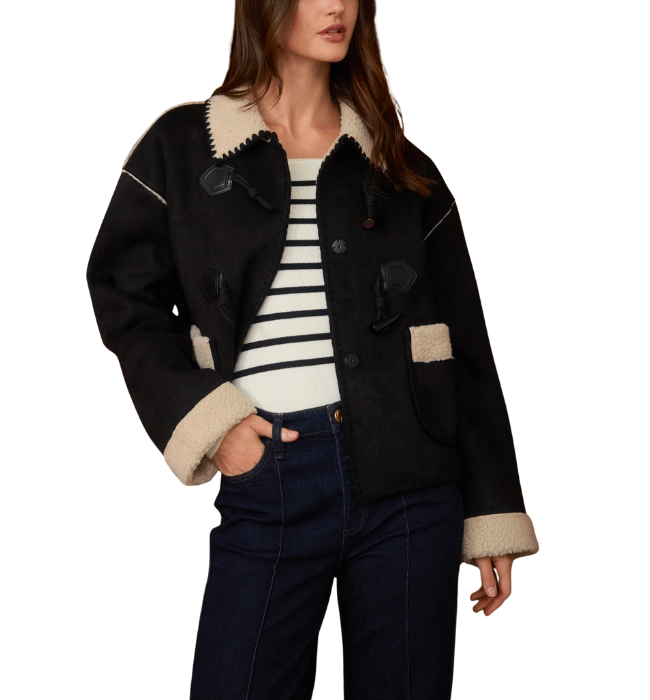 Bethany Faux Suede Toggle Button Coat