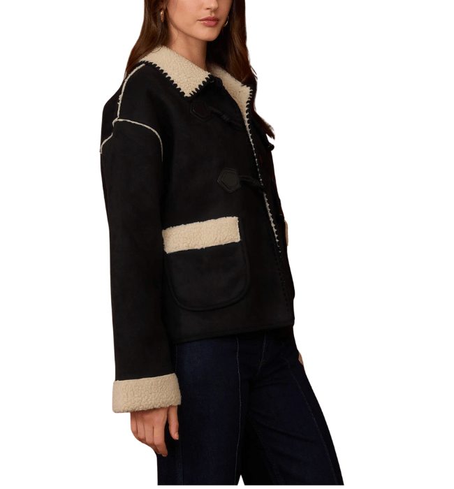 Bethany Faux Suede Toggle Button Coat
