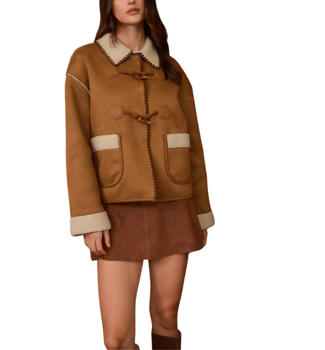 Bethany Faux Suede Toggle Button Coat