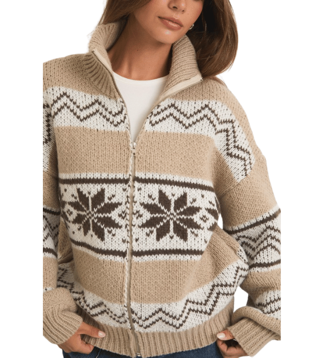 Brown Fair Isle Sweater Jacket