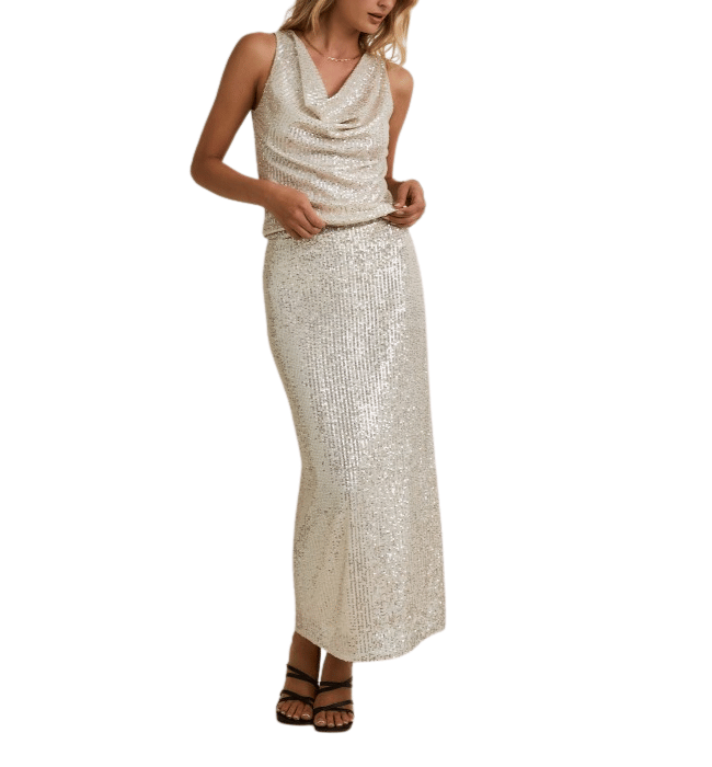 Silver Sequins Skirt