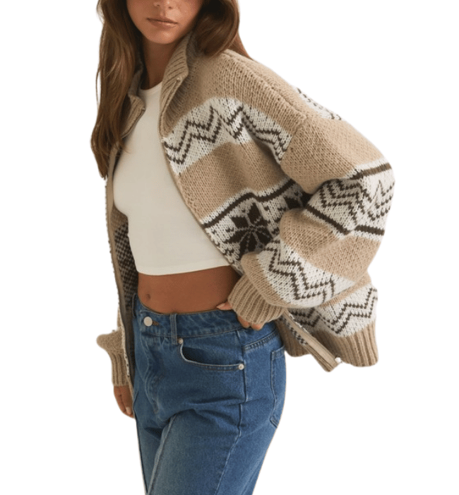 Brown Fair Isle Sweater Jacket