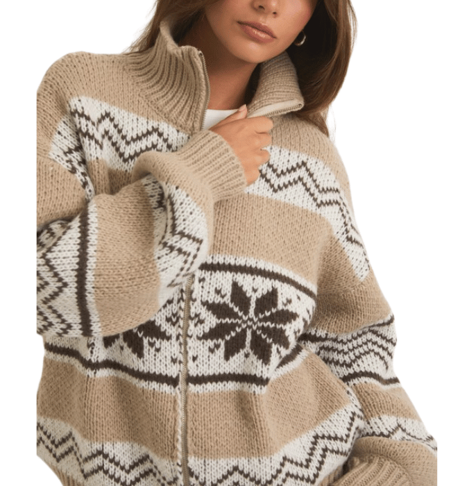 Brown Fair Isle Sweater Jacket