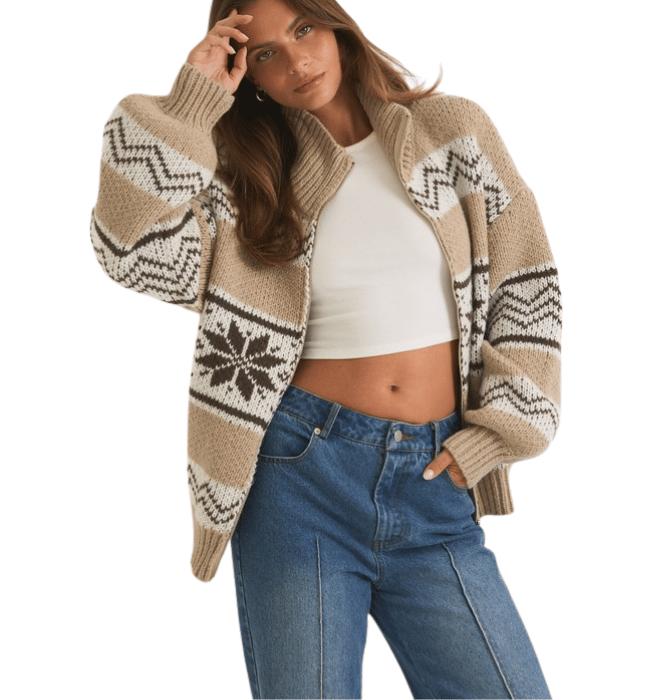 Brown Fair Isle Sweater Jacket