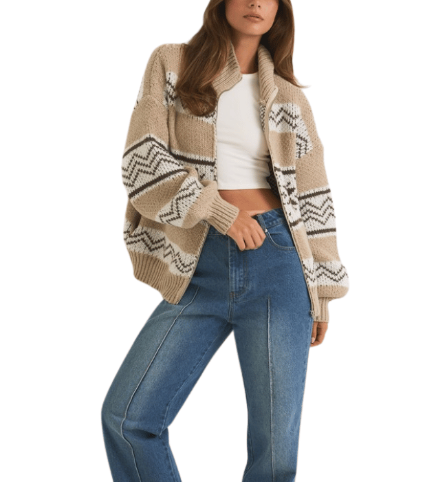 Brown Fair Isle Sweater Jacket