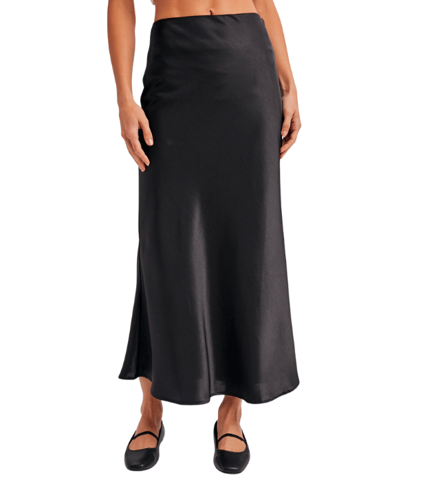 Arenna Black  Satin Skirt