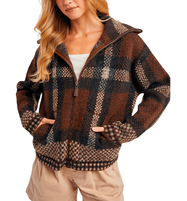 Kilee Plaid Sweater Jacket