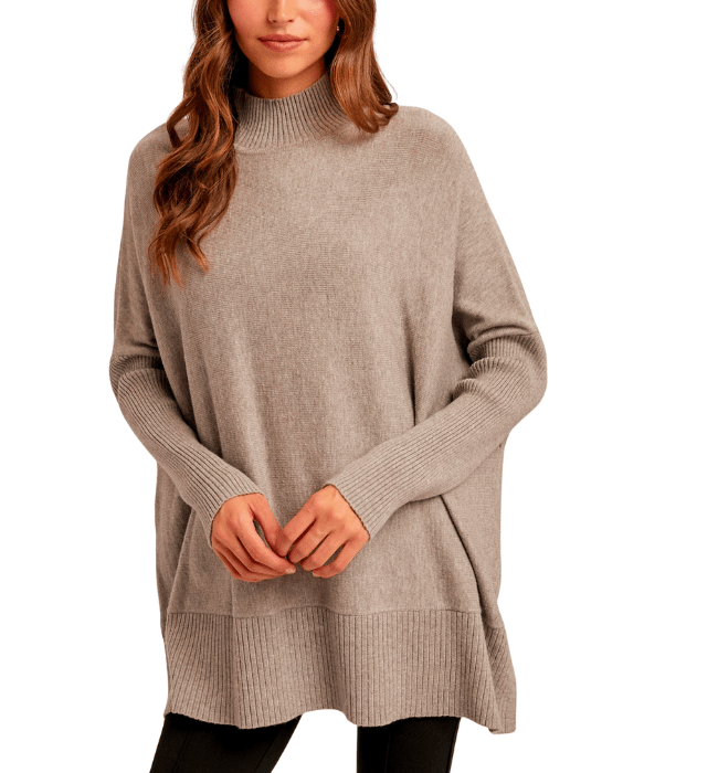 Vanie Mock Neck Tunic Sweater