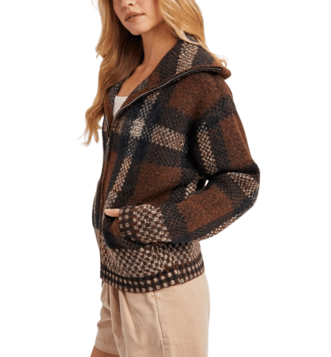 Kilee Plaid Sweater Jacket