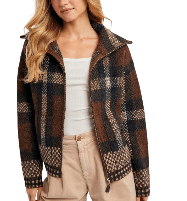 Kilee Plaid Sweater Jacket