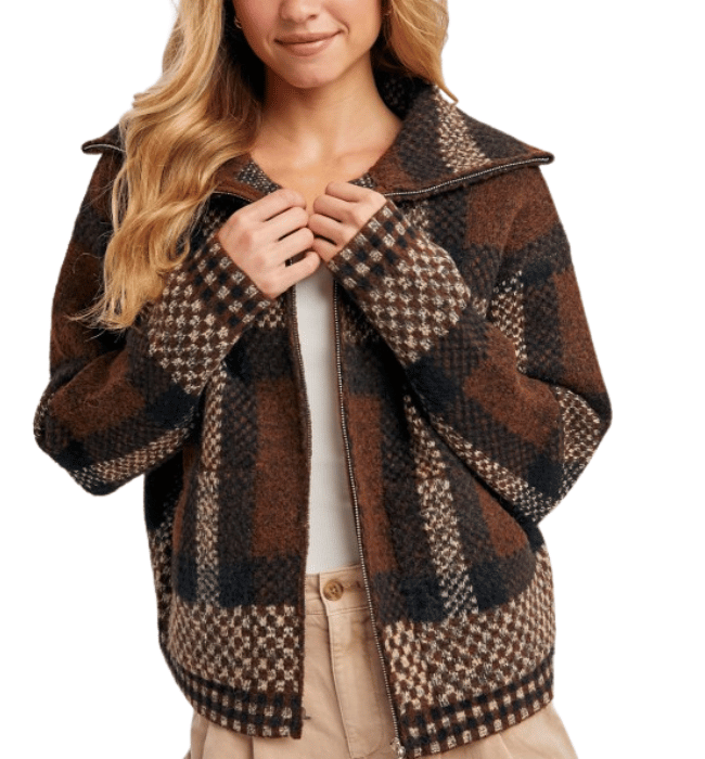 Kilee Plaid Sweater Jacket