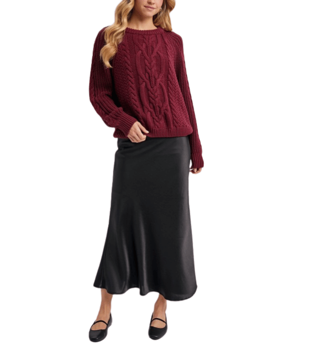 Arenna Black  Satin Skirt