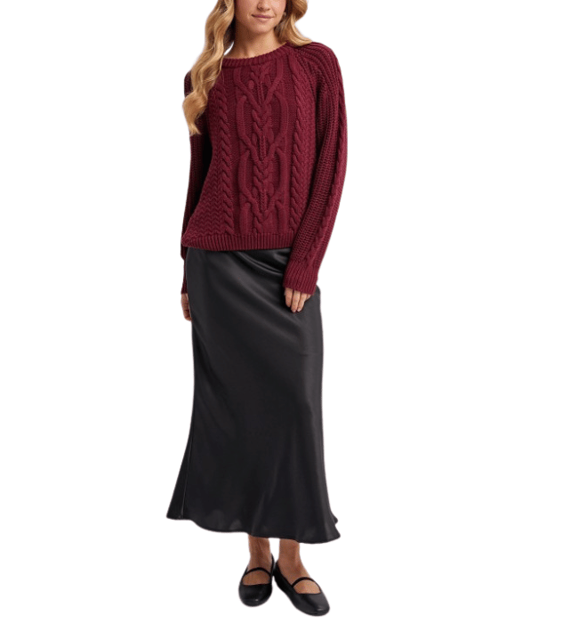 Arenna Black  Satin Skirt