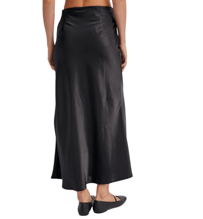 Arenna Black  Satin Skirt