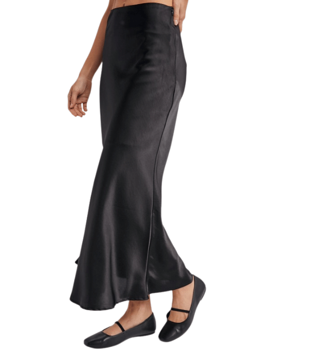 Arenna Black  Satin Skirt