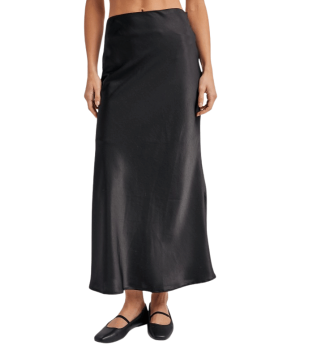 Arenna Black  Satin Skirt