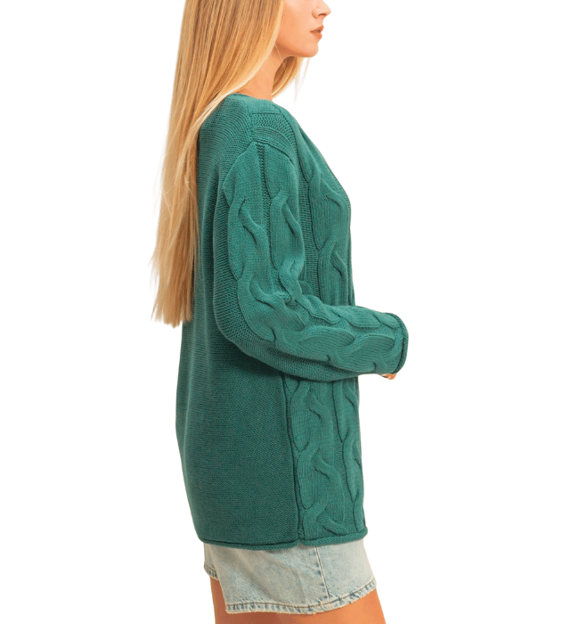 Cable V Neck Sweater