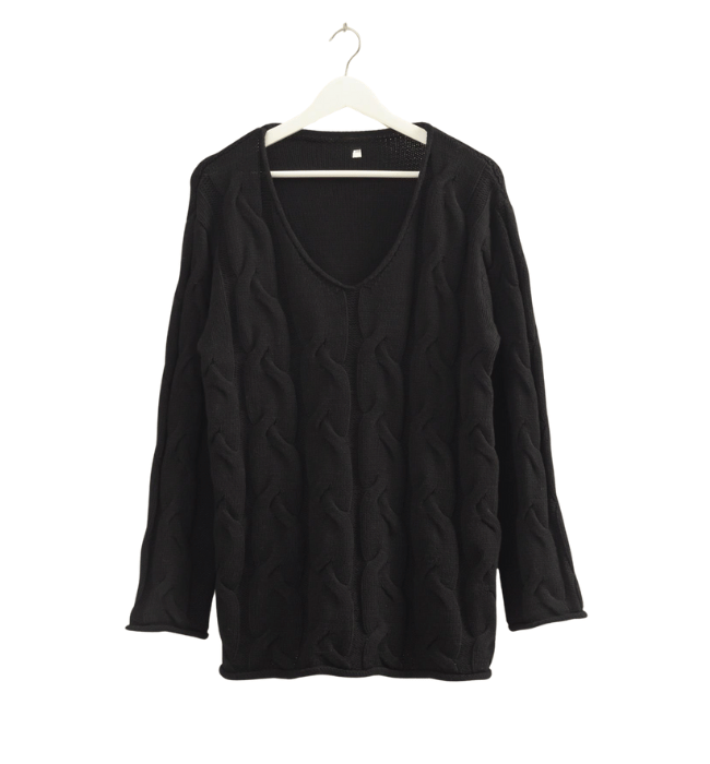 Cable V Neck Sweater